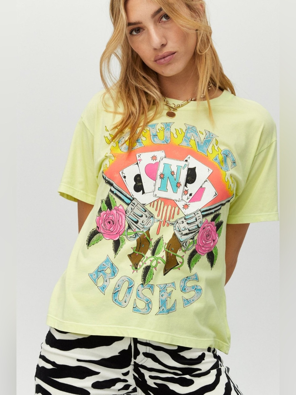 DayDreamer Guns and Roses Card Boyfriend Tee - Size S
